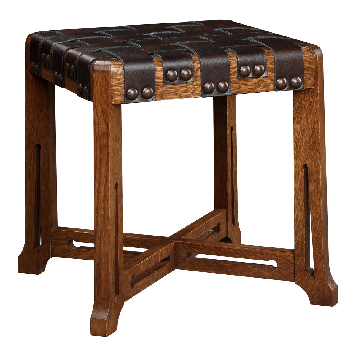 Little Treasures Footstool With Woven Leather Straps | Stickley