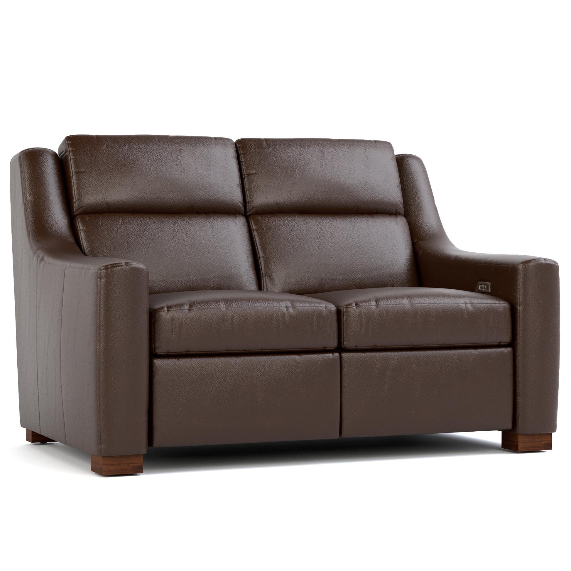 Hawley Power Motion Loveseat Futuro Oak Leather Dark Maple Finish