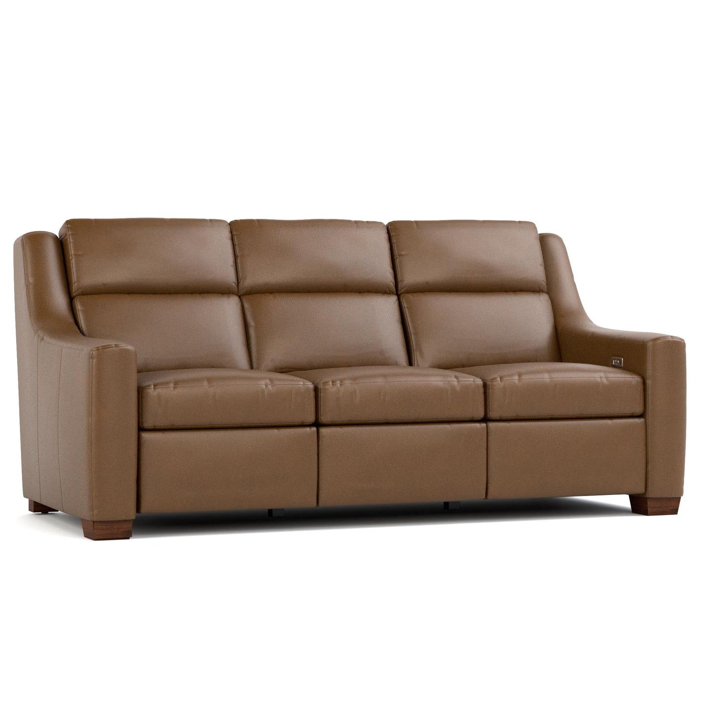 Hawley Power Motion Sofa Sorrento Walnut Leather Dark Maple Finish