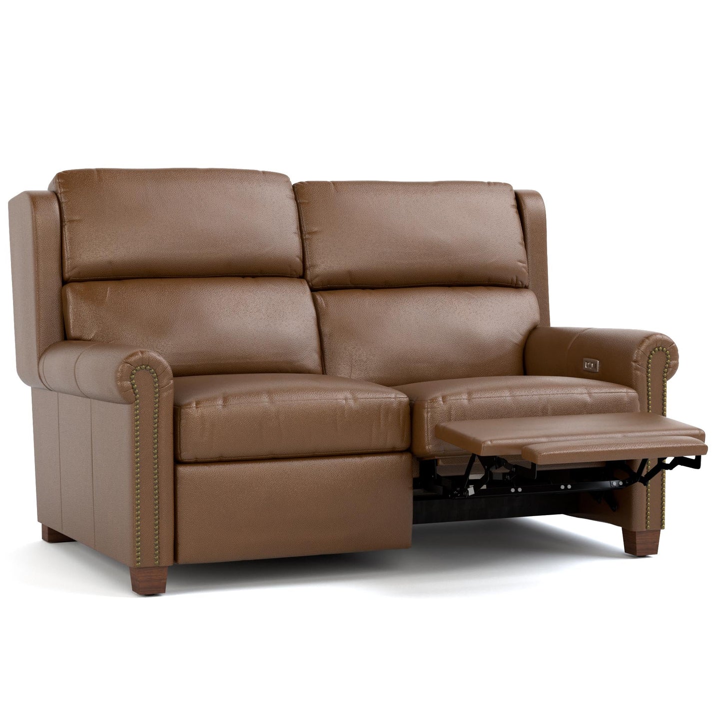 Woodlands Small Roll Arm Motion Loveseat with Nails