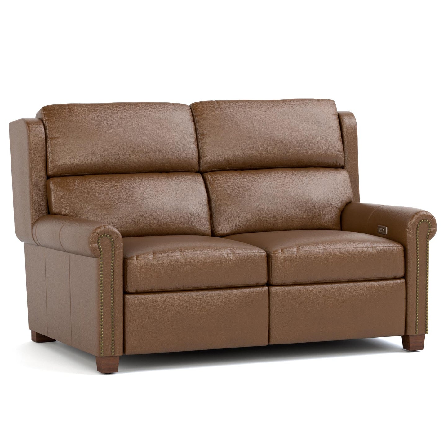 Woodlands Small Roll Arm Motion Loveseat with Nails