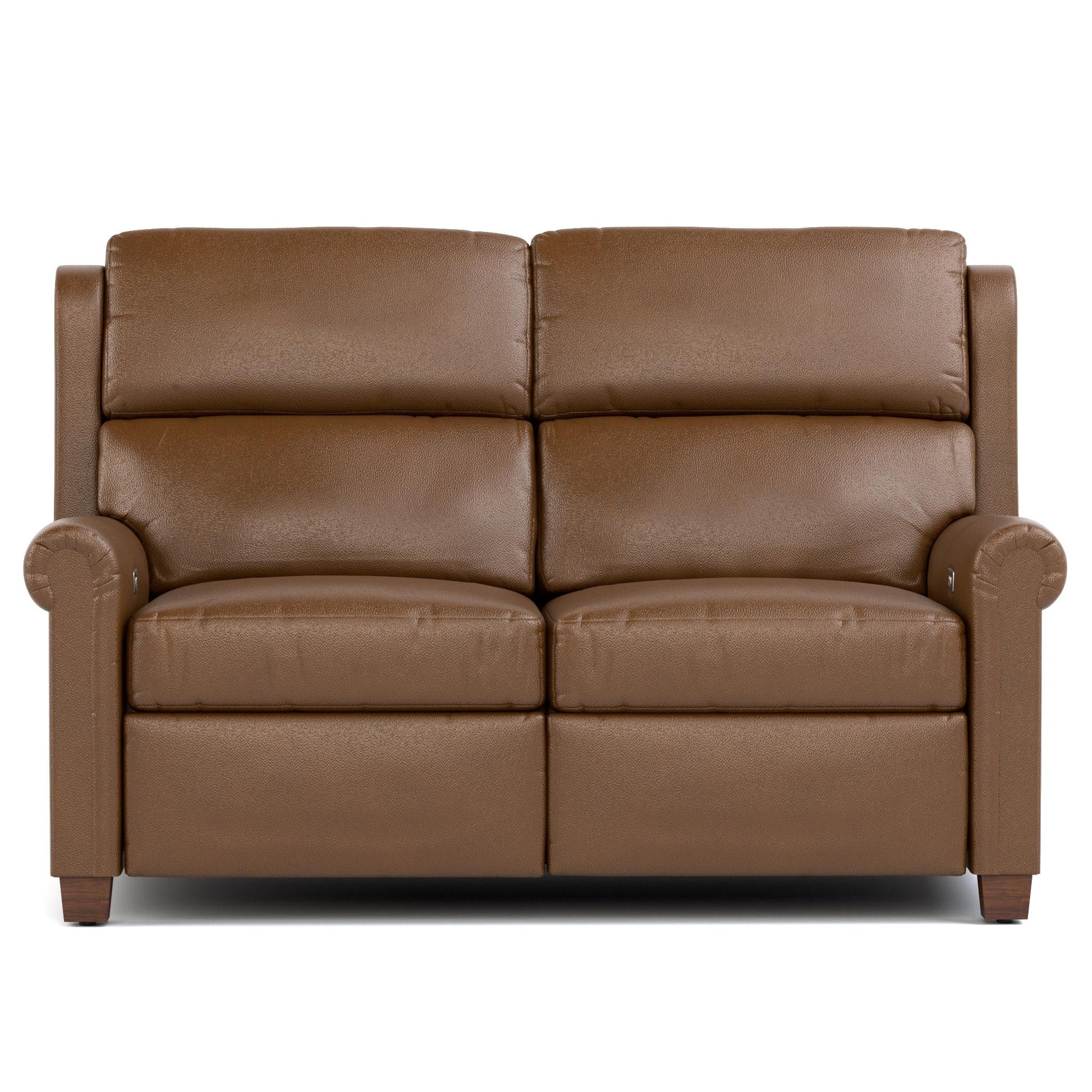 Woodlands Small Roll Arm Motion Loveseat Selvano Bark - Front