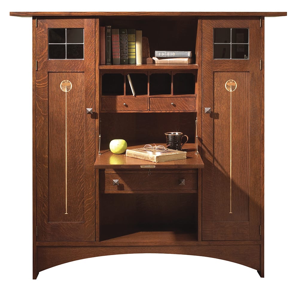 Harvey Ellis Fall-Front Bookcase with Wood Doors – Stickley